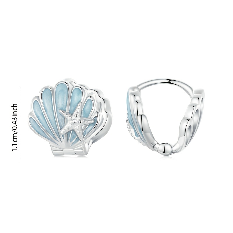 2pcs Women's Starfish and Seashell Ear Clips, S925 Silver